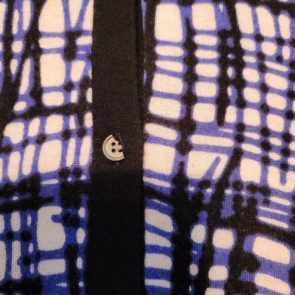 Cashmere 100% Sweater XL with Blue/Black/White Pattern - Picture 3 of 4